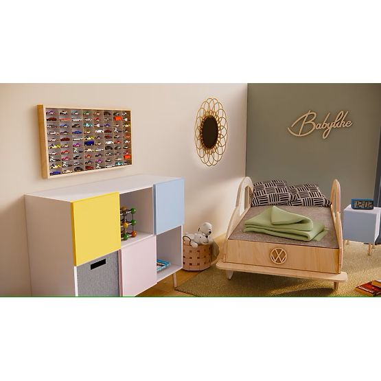 Polica za autiće Hot Wheels - prirodna, 80 mjesta