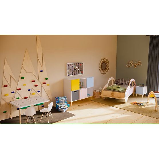 Polica za autiće Hot Wheels - prirodna, 80 mjesta