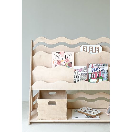Polica za knjige i igračke WAVE M - prirodna