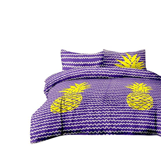 Posteljina BASIC - AMELIAHOME ljubičasta boja tiskani motiv moderni stil 155x220*2+80x80