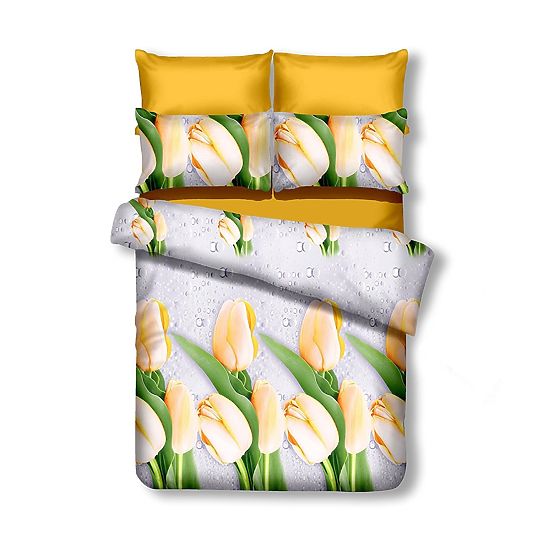 Posteljina EMERALD krem boje s cvjetnim uzorkom 155x220_80x80*1 DecoKing