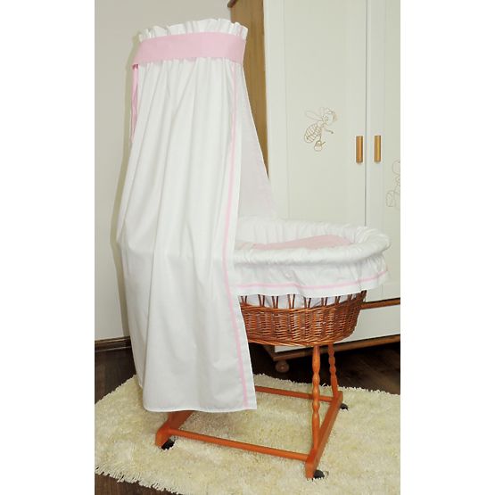 Proutěný koš  pro miminko s růžovou sadou povlečení