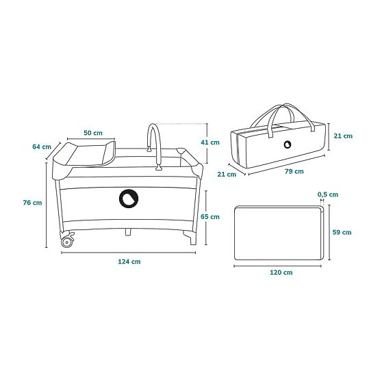 Putni krevetić sa stolom za presvlačenje - roza