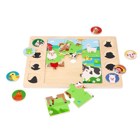 Puzzle 2u1 Farma - slagalica pronađi sjenu