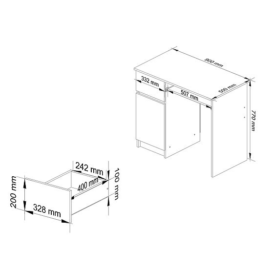RAČUNALNI STOL 90 cm PIXEL LIJEVI PK SONOMA