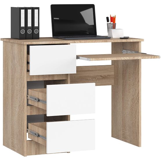 RAČUNALNI STOL A-6 90 cm LIJEVI PK SONOMA / BIJELI