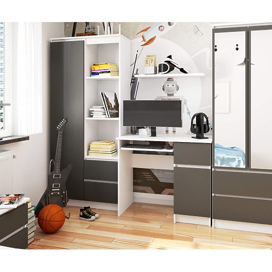 RAČUNALNI STOL PIKSEL PK BIJELI / SIVI - DESNI