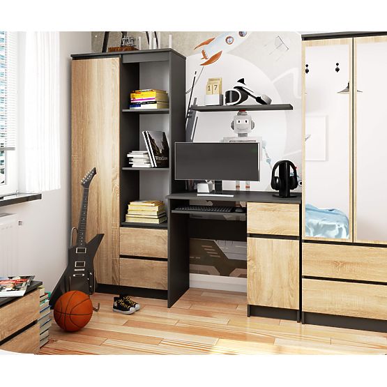 RAČUNALNI STOL PIKSEL PK SIVI / HRAST SONOMA - DESNI