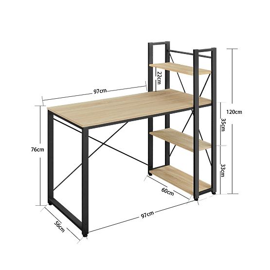 Računalni stol s policom i podesivim nogama hrast sonoma