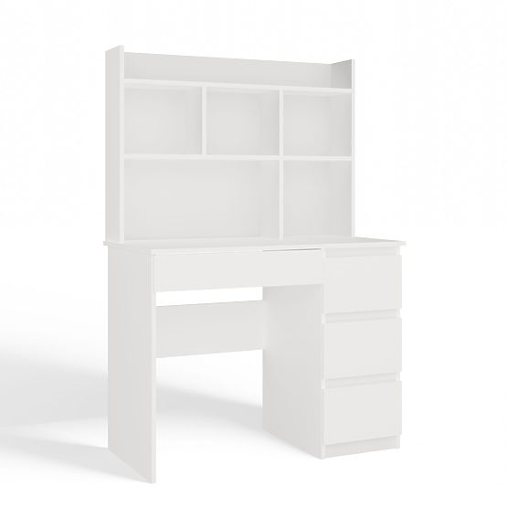 Radni stol MIJAS s nadgradnjom Bijela Mat 4 Ladice 4 Police za Ured i Soba