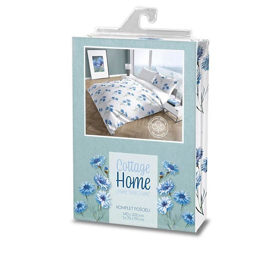 Pamučna posteljina Plavi cvjetovi 140x200cm + 70x90cm