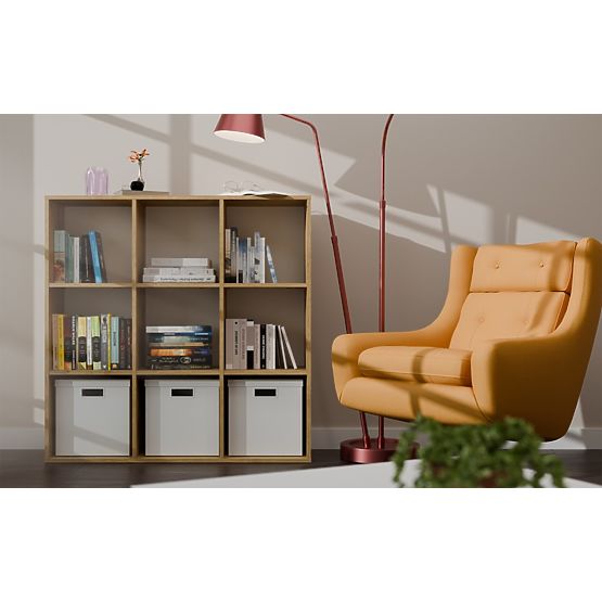 REGAL MALAX 3x3 H HRAST ARTISAN S ČVRSTIM STRAŽNJIM HDF POLICAMA 110x110 CM