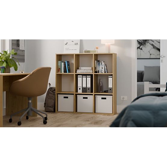 REGAL MALAX 3x3 H HRAST ARTISAN S ČVRSTIM STRAŽNJIM HDF POLICAMA 110x110 CM