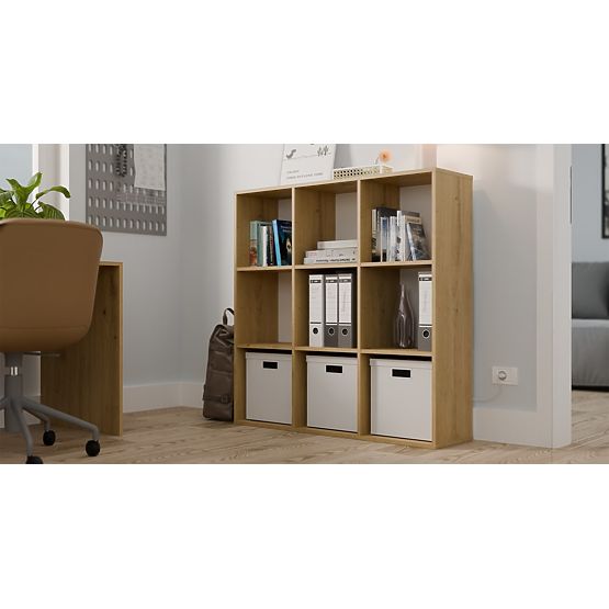 REGAL MALAX 3x3 H HRAST ARTISAN S ČVRSTIM STRAŽNJIM HDF POLICAMA 110x110 CM