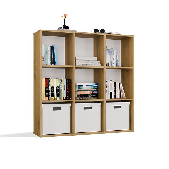 REGAL MALAX 3x3 H HRAST ARTISAN S ČVRSTIM STRAŽNJIM HDF POLICAMA 110x110 CM