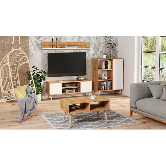 Regal ormar Fondi hrast craft zlatni - bijeli, skandinavski