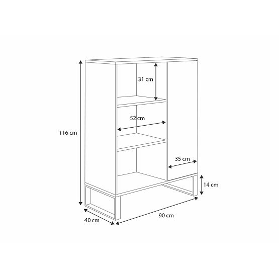 Regal ormar Fondi hrast craft zlatni - crni, loft stil