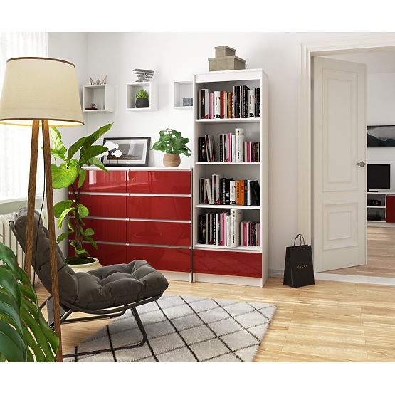 REGAL R 60 cm CLP 1 LADICA 4 POLICE BIJELI / CRVENI SJAJ