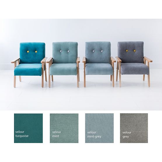 Retro dječja fotelja Velur - mint