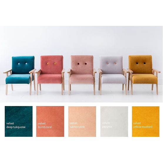 Retro dječja fotelja Velvet - losos