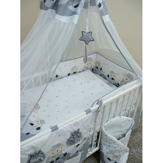 Sada povlečení do postýlky 120x90cm Beránek šedá