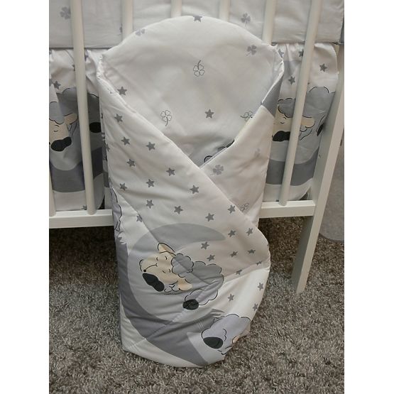 Sada povlečení do postýlky 120x90cm Beránek šedá