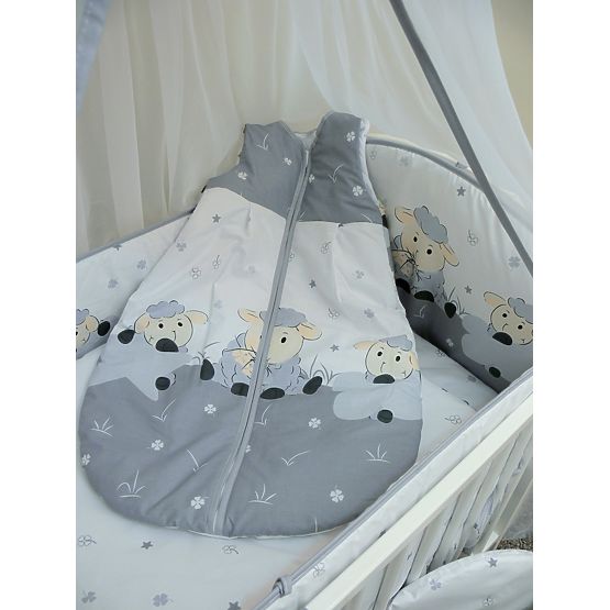 Sada povlečení do postýlky 120x90cm Beránek šedá