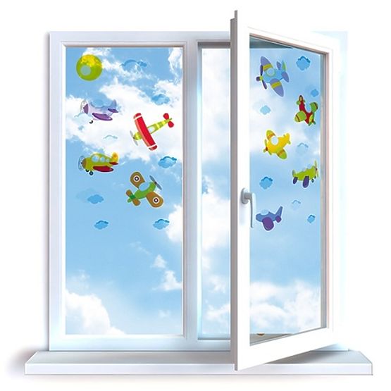 Samolepící dekorace na okno Letadla - 0,3m2