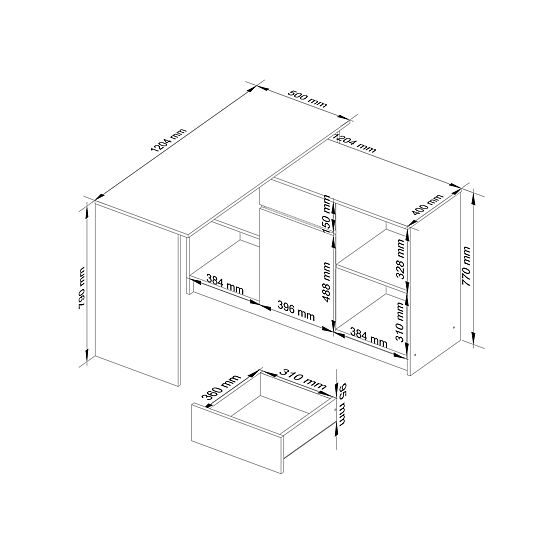 SESTAV CLP B-17 KOMODA + RADNI STOL PK SONOMA / BIJELA