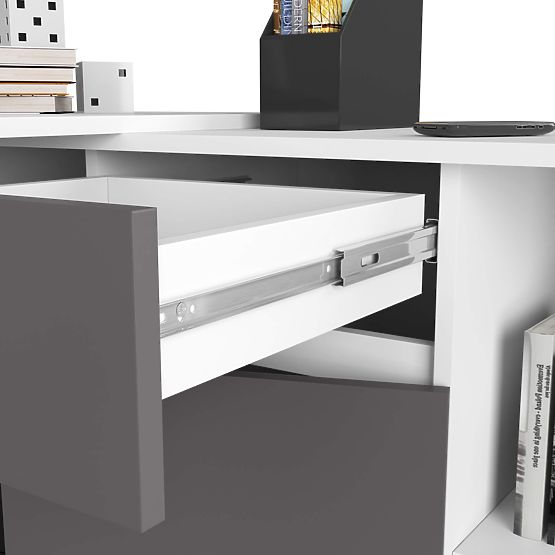 SET CLP B-17 KOMODA + PISAĆI STOL PK BIJELA / SIVA