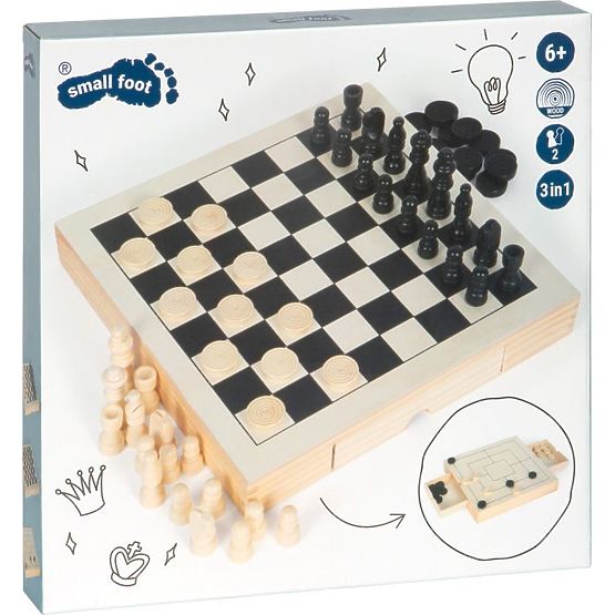 Set drvenih igara 3 u 1 - Šah, Dama, Mlin