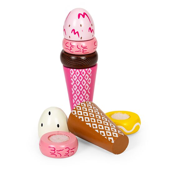Set drvenih sladoleda na čičak za djecu 9 elemenata ECOTOYS