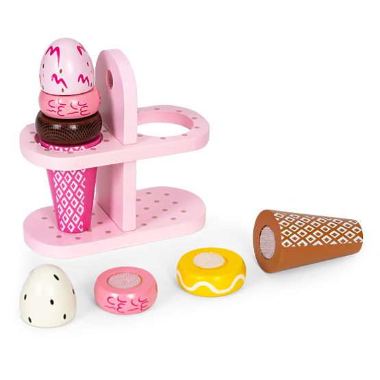 Set drvenih sladoleda na čičak za djecu 9 elemenata ECOTOYS