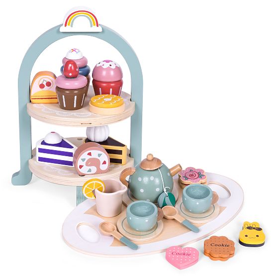 Set za čaj i kavu s kolačićima šalice čajnik pladanj ECOTOYS