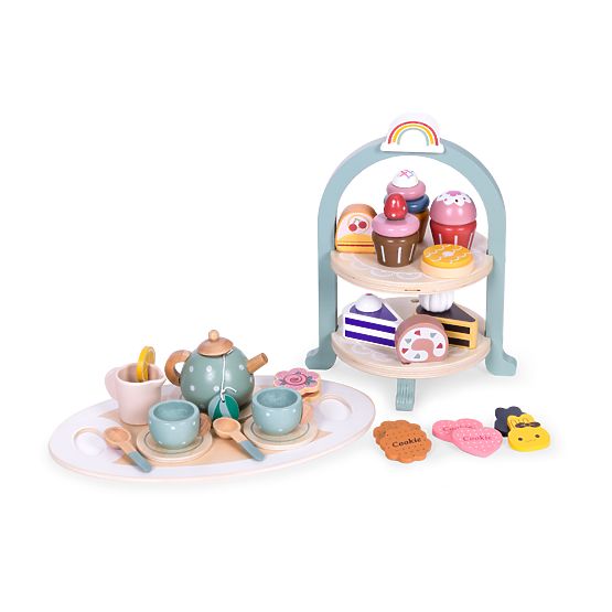 Set za čaj i kavu s kolačićima šalice čajnik pladanj ECOTOYS