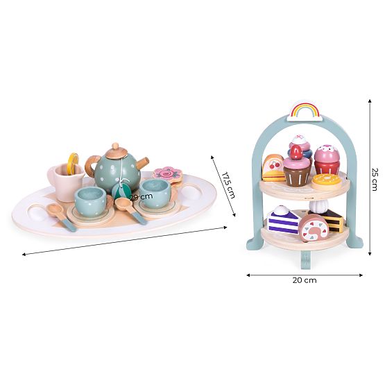 Set za čaj i kavu s kolačićima šalice čajnik pladanj ECOTOYS