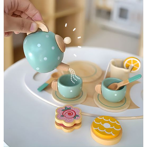 Set za čaj i kavu s kolačićima šalice čajnik pladanj ECOTOYS