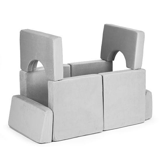 Sklopivi modularni kauč za djecu veliki 2-sjed DIY 10 mekih jastuka - siva ECOTOYS