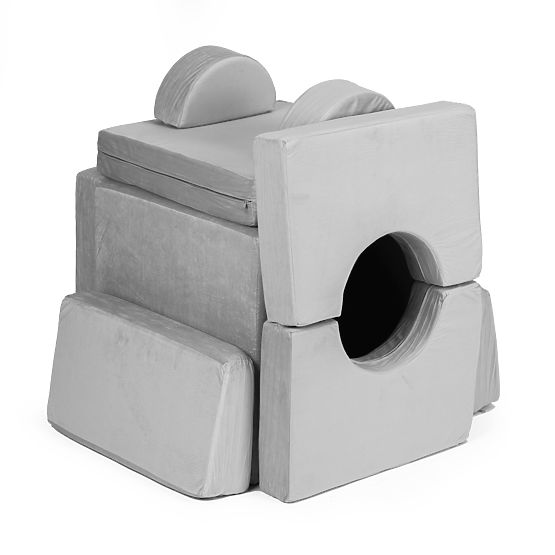 Sklopivi modularni kauč za djecu veliki 2-sjed DIY 10 mekih jastuka - siva ECOTOYS