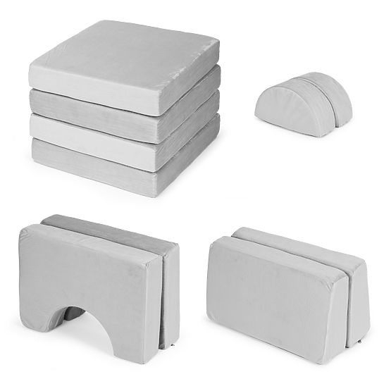 Sklopivi modularni kauč za djecu veliki 2-sjed DIY 10 mekih jastuka - siva ECOTOYS