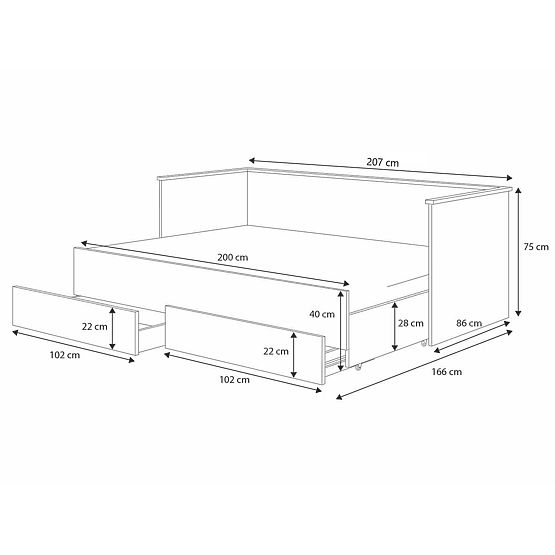 Sklopivi krevet HELIOS 200x80 cm - sivi