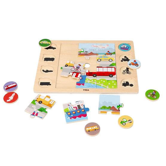 Slagalica 2u1 Vozila - puzzle i igra pronađi sjenu