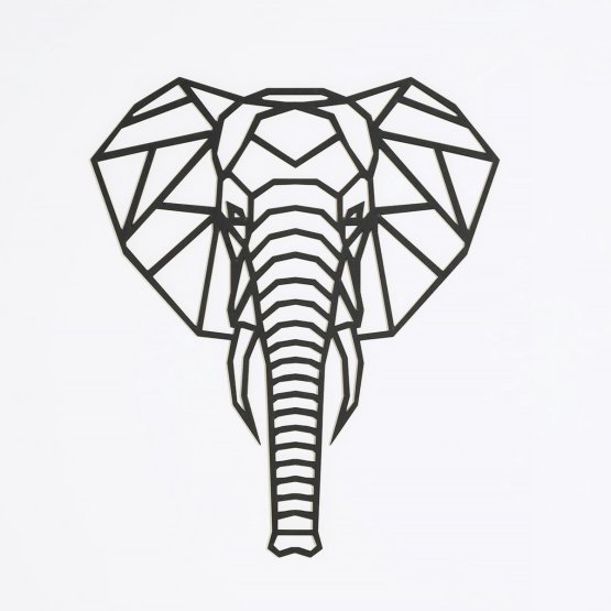 Drvena geometrijska slika - Slon - različite boje Boja: crna