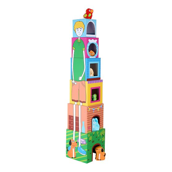 Small Foot Cube toranj s drvenim životinjama