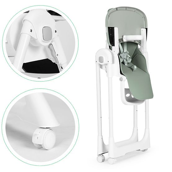 Stolica za hranjenje s podesivom visinom, eko koža, pojasevi, dvostruki pladanj ECOTOYS