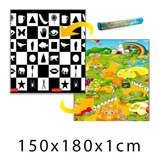 Dječji tepih od pjene Šahovnica + Voćni raj 150x180x1 cm