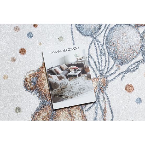 Tepih BONO 9614 krug Medvjed, baloni krema / svijetlosiva