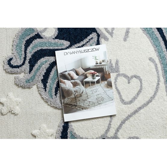 Tepih YOYO GD49 bijelo / sivo - Jednorog za djecu, strukturni, senzoričke rese