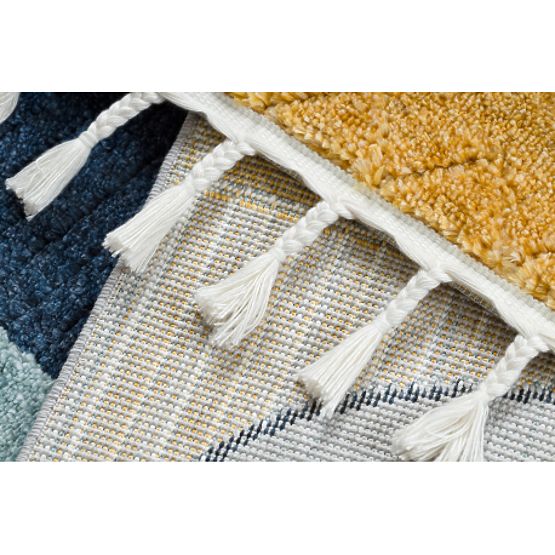 Tepih YOYO GD52 sivo / žuta - zvijezde, oblaci, patchwork za djecu, strukturalni, senzorički Resice