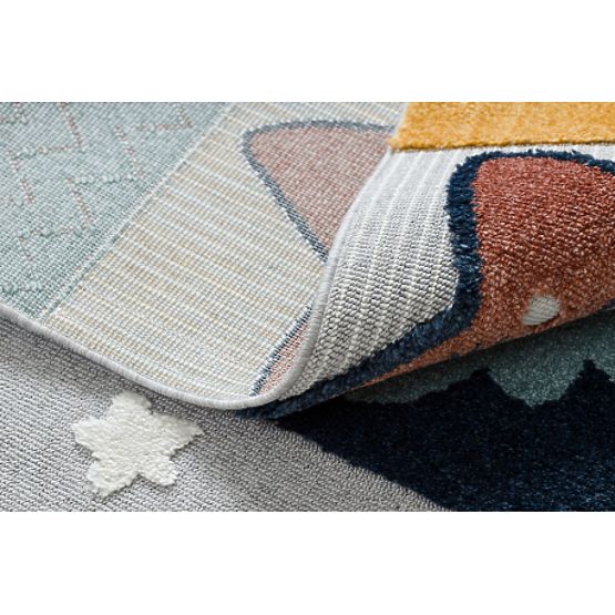 Tepih YOYO GD52 sivo / žuta - zvijezde, oblaci, patchwork za djecu, strukturalni, senzorički Resice